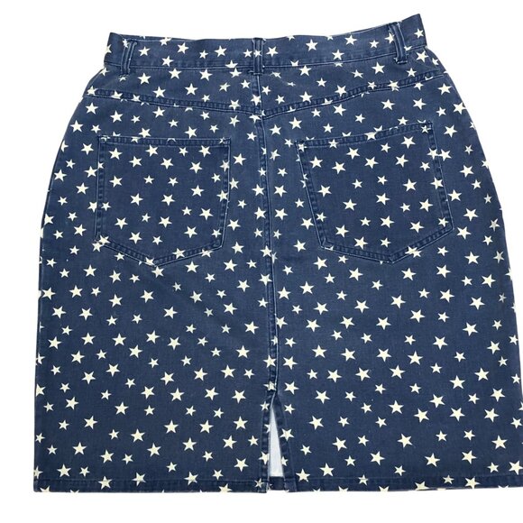 Vintage Country Store Blue Denim‎ Star Print Skirt Size 10 - Picture 3 of 5